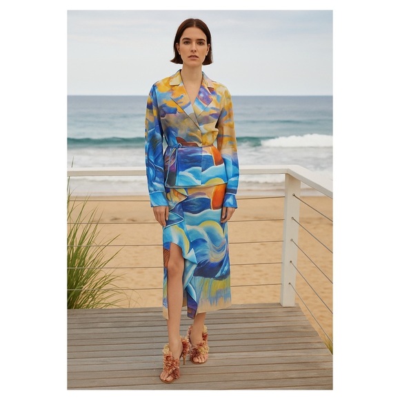 Ulla Johnson Dresses & Skirts - ULLA JOHNSON Holland wrap jacket Nora skirt set multicolor watercolor sz 4 new